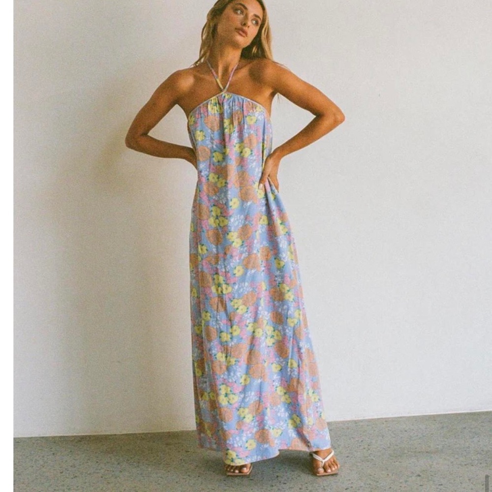 NEW WITH TAG Sabo Skirt Pastel Floral Maxi Dress Size XS   Purple